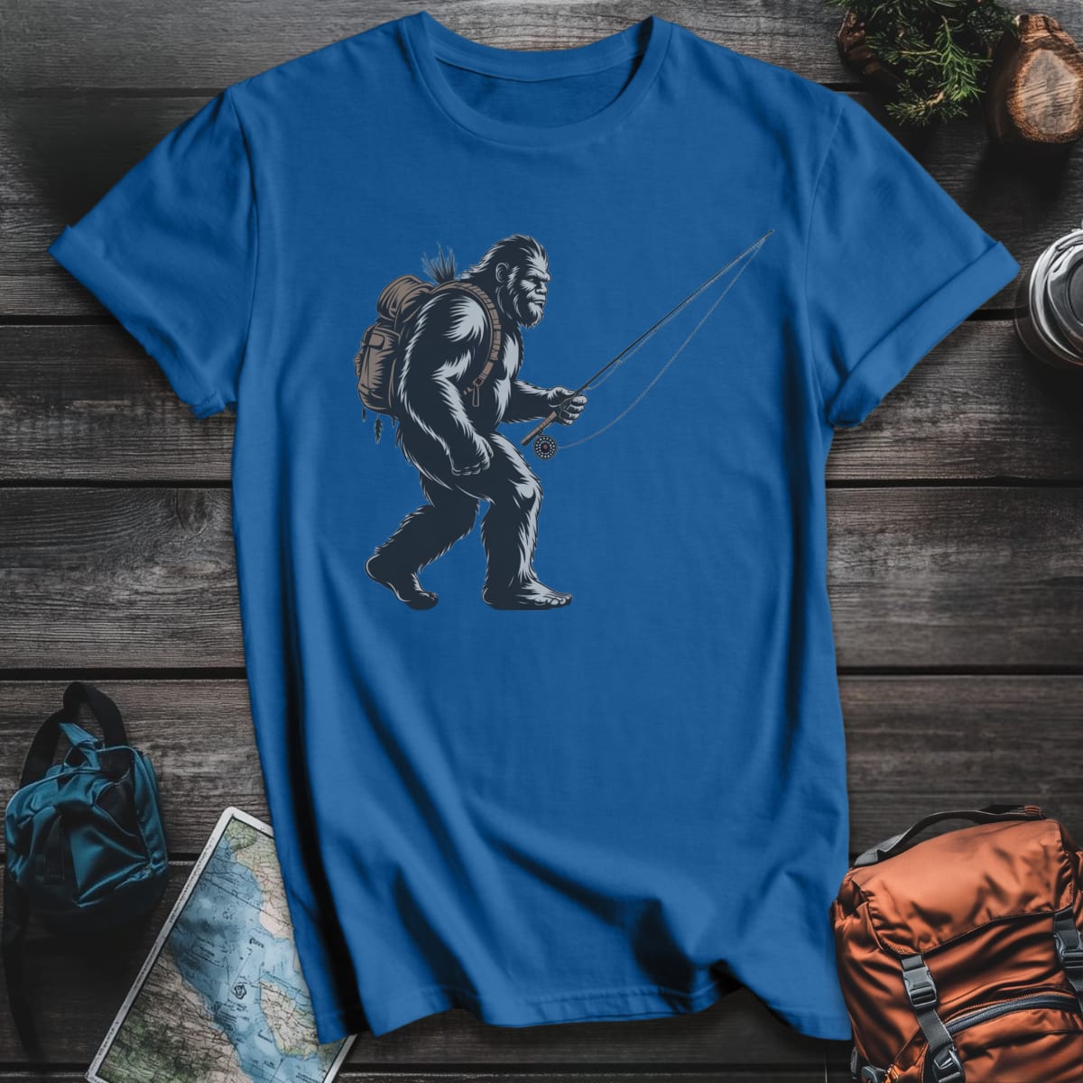 Bigfoot Fly Fisherman T-Shirt - Royal variant