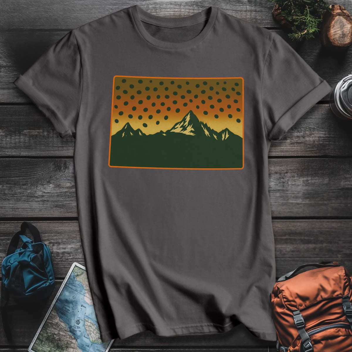 Colorado Flag Trout T-Shirt - Charcoal variant