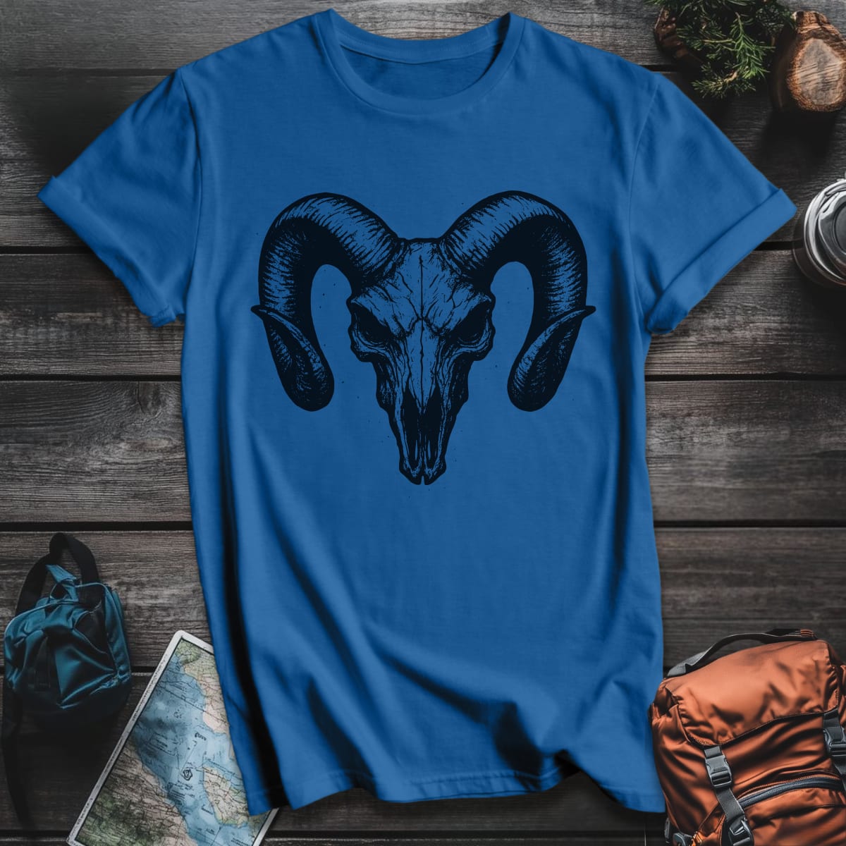 Bighorn Skull T-Shirt - Royal variant