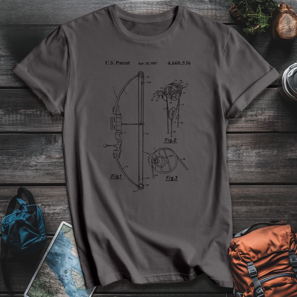 Compound Bow Patent T-Shirt - Charcoal variant