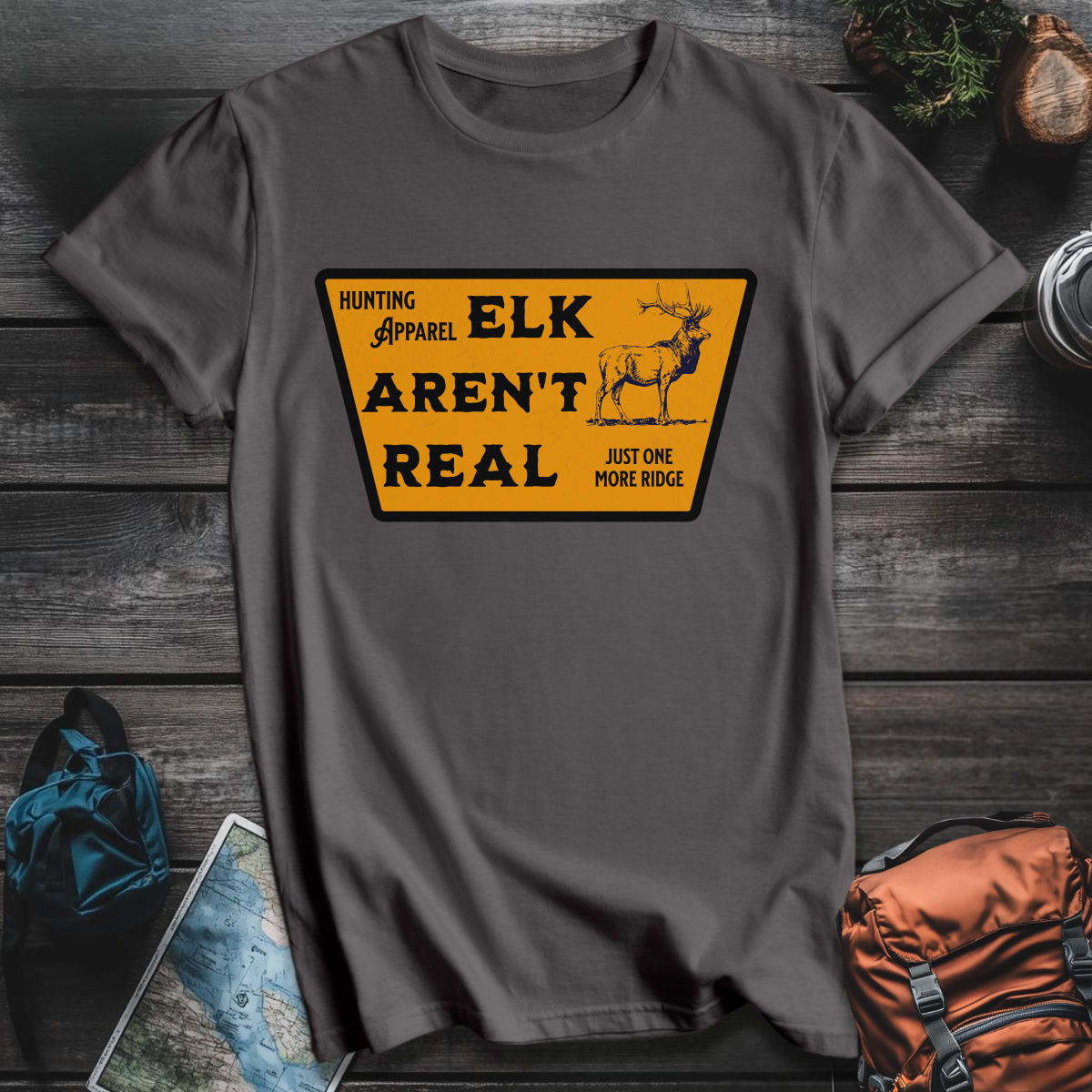 Elk Aren't Real T-Shirt - Charcoal variant