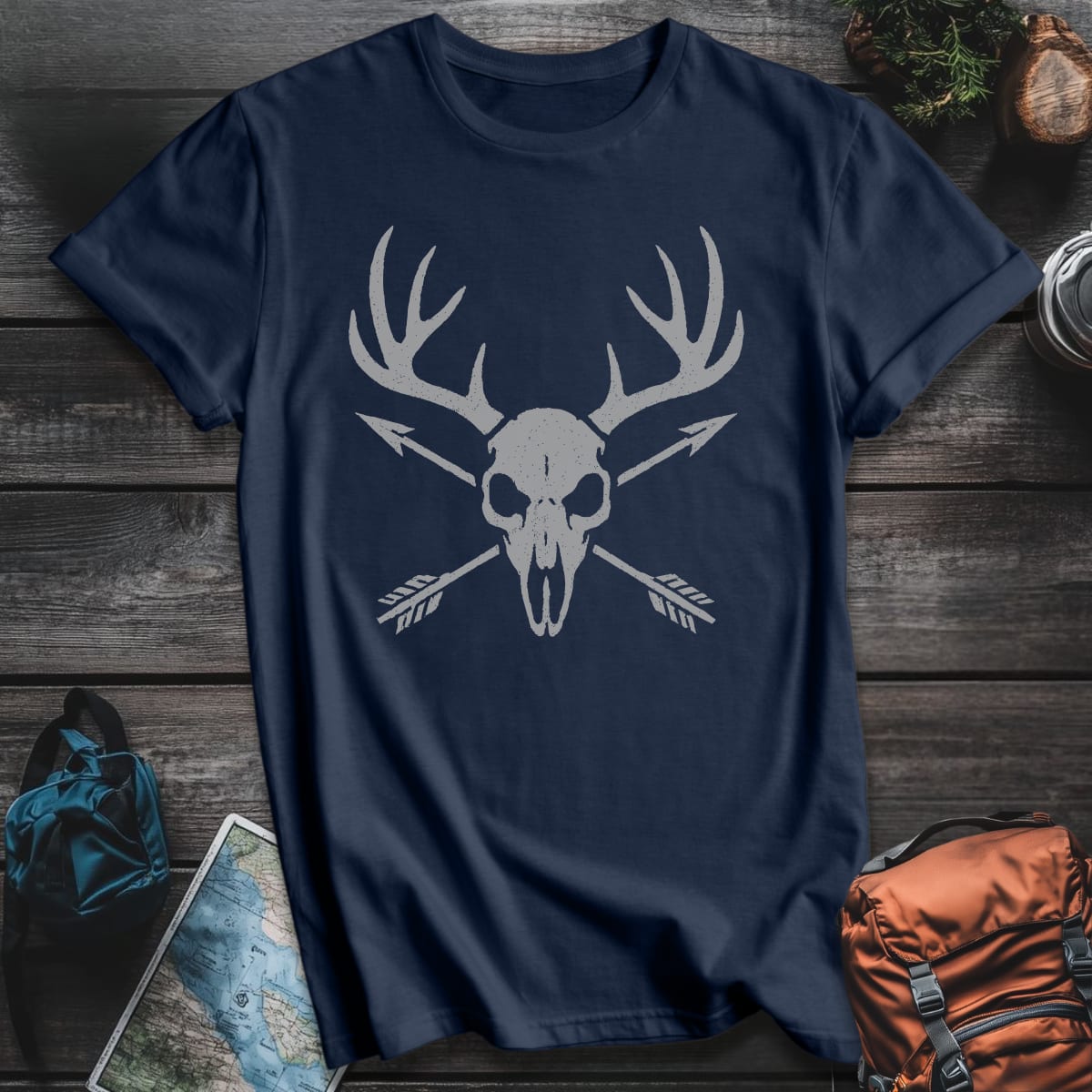 Skull & Antlers T-Shirt - Navy variant