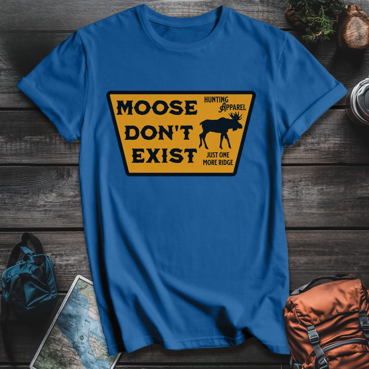 Moose Don't Exist T-Shirt - Royal variant