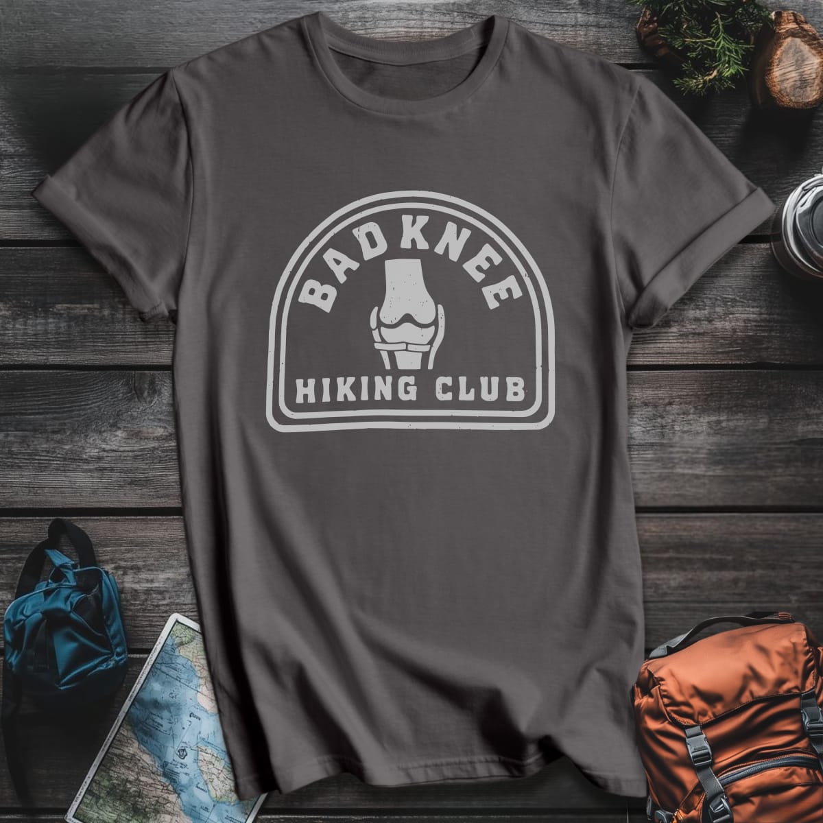 Bad Knee Hiking T-Shirt - Charcoal variant