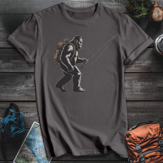 Bigfoot Fly Fisherman T-Shirt - Charcoal variant