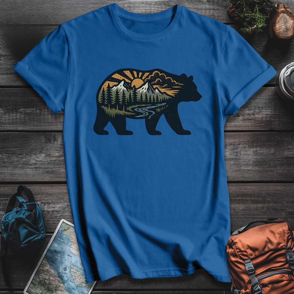Sunset Bear T-Shirt - Royal variant