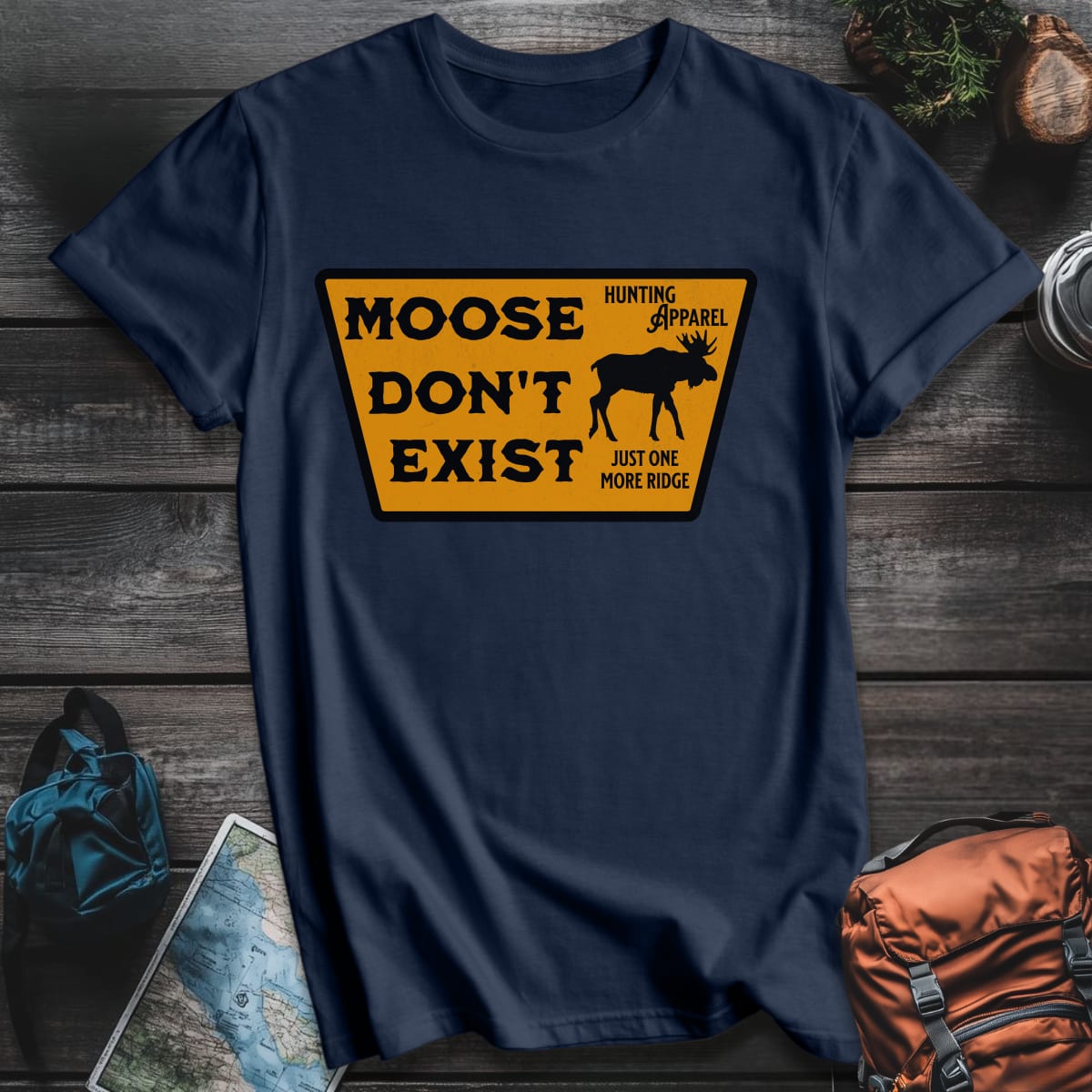 Moose Don't Exist T-Shirt - Navy variant