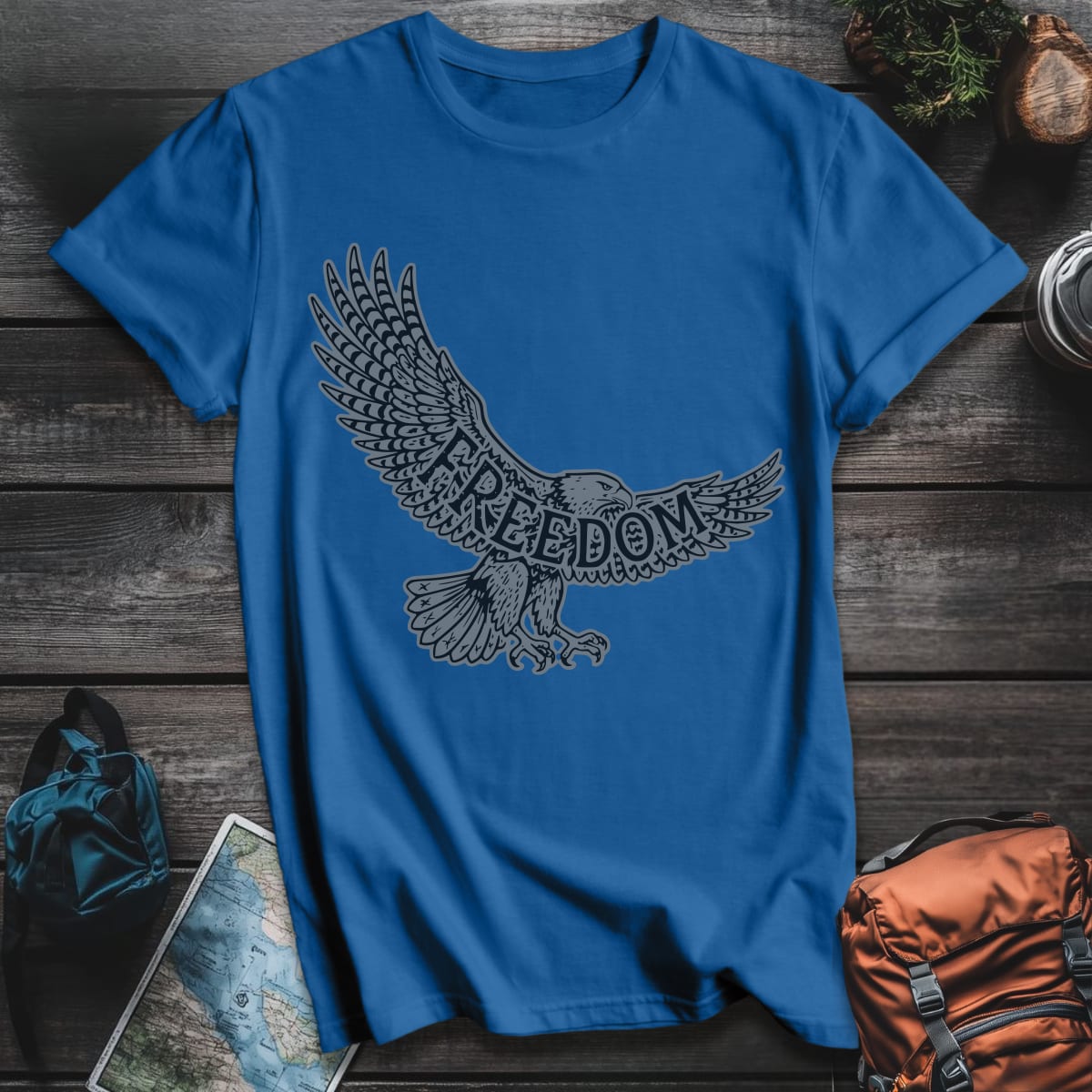 Freedom Soars Grey T-Shirt - Royal variant