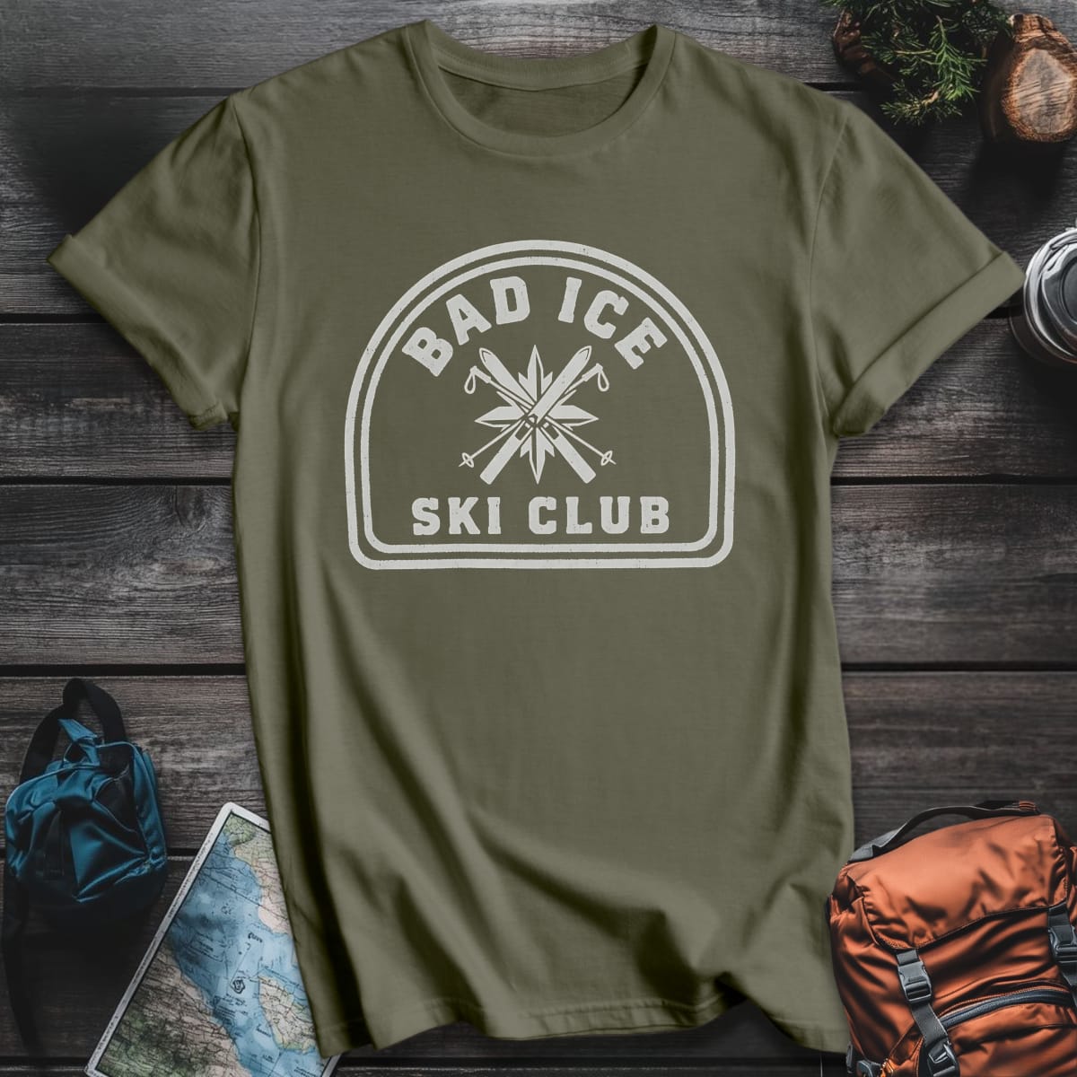 Bad Ice Ski Club T-Shirt - Military Green variant