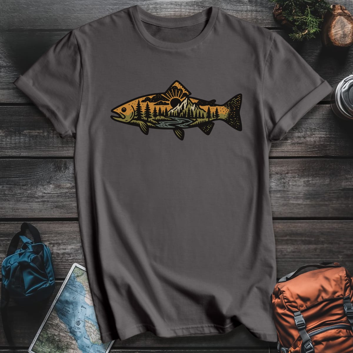 Backcountry Trout T-Shirt - Charcoal variant