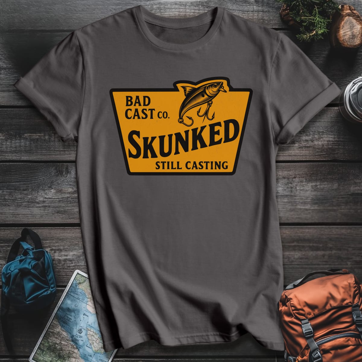 Skunked Fishing Co T-Shirt - Charcoal variant