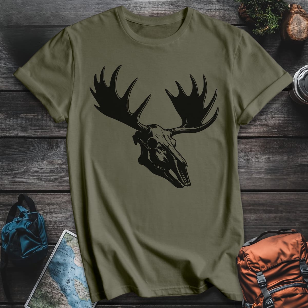 Rugged Moose T-Shirt - Military Green variant