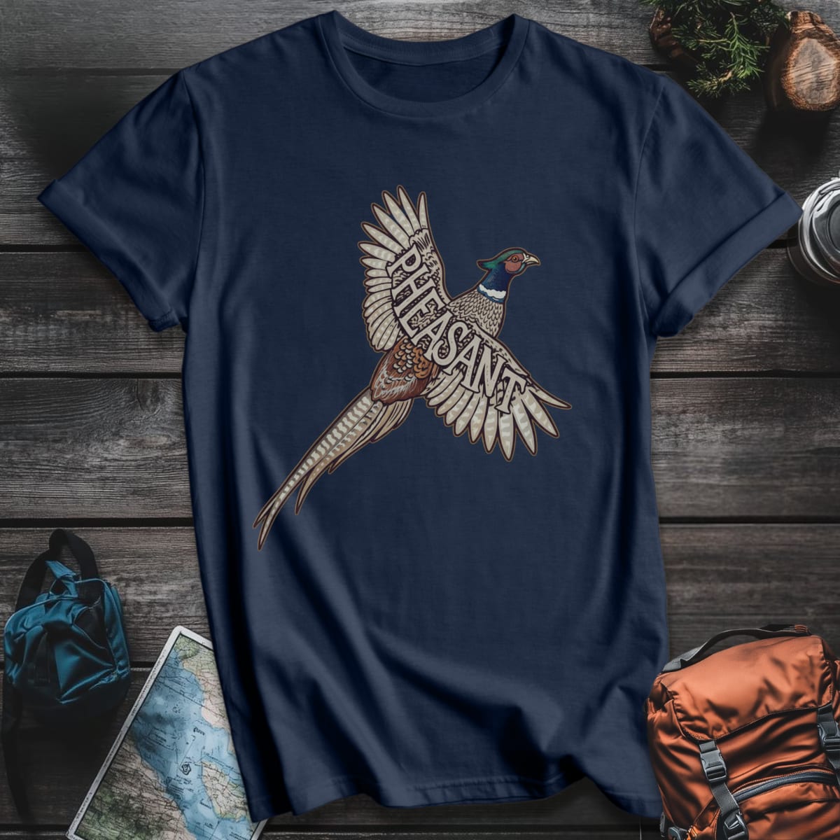 Flying Pheasant T-Shirt - Navy variant