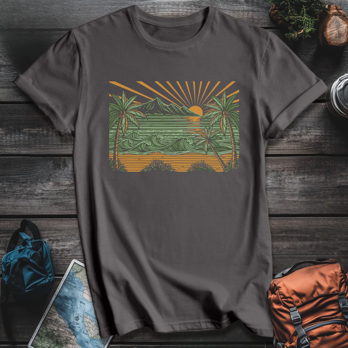 Mountain Surfscape T-Shirt - Charcoal variant