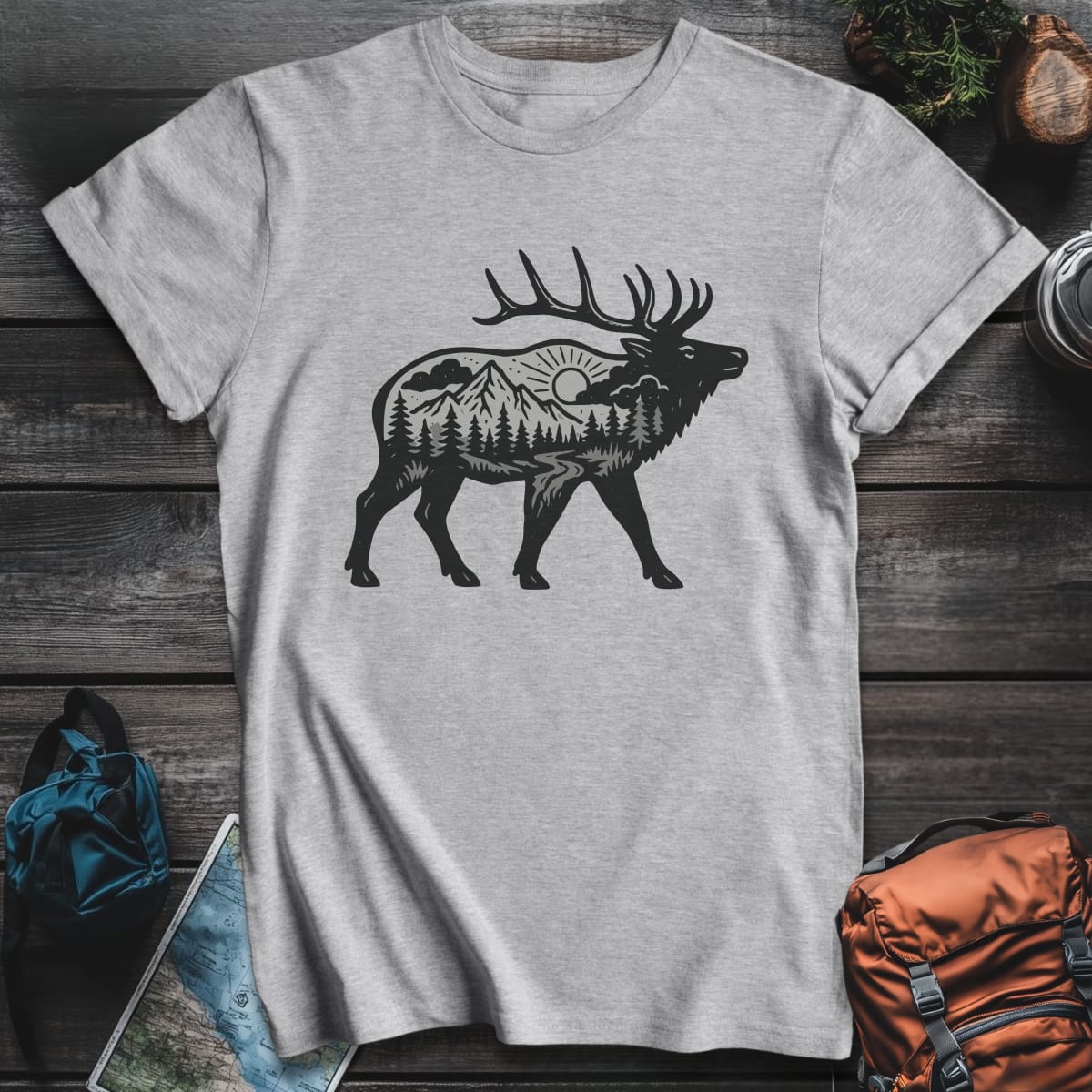 Sunset Elk T-Shirt - Sport Grey variant