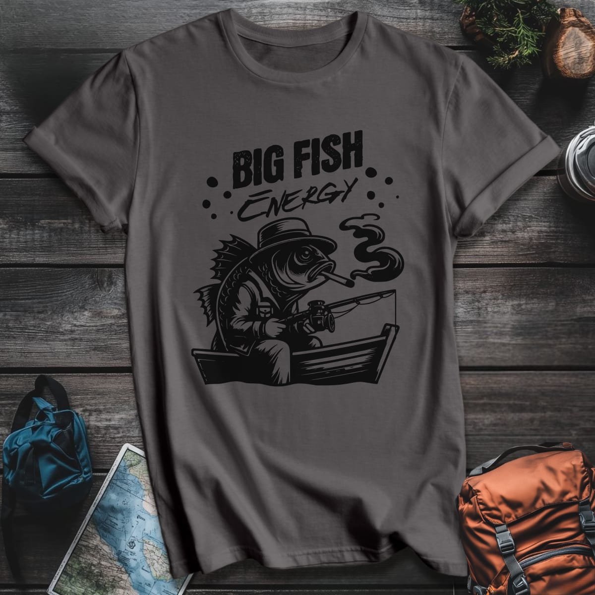 Big Fish Energy T-Shirt - Charcoal variant