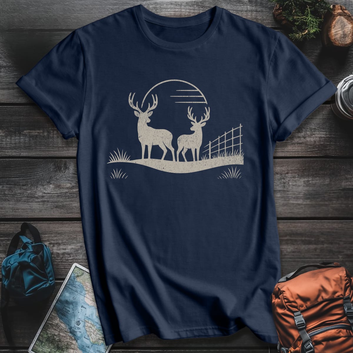 Sunset Bucks T-Shirt - Navy variant