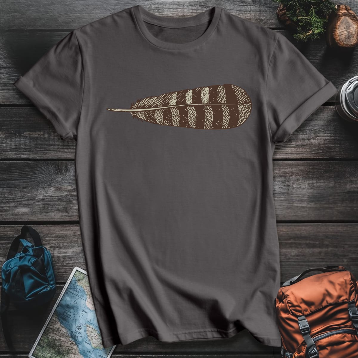 Feather Adventure T-Shirt - Charcoal variant