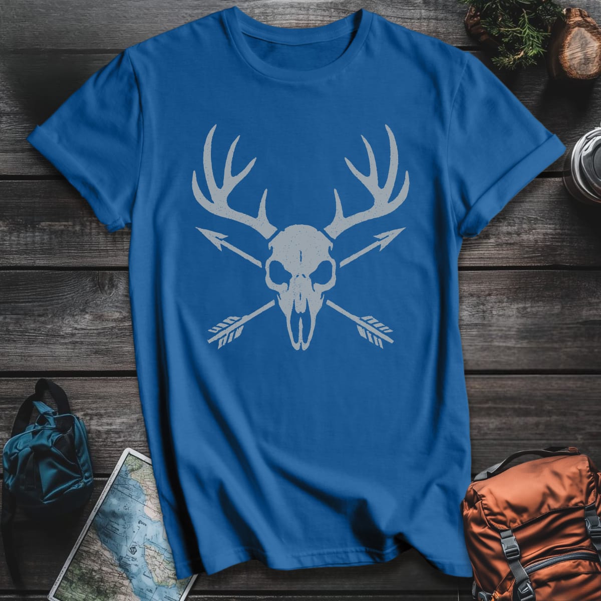 Skull & Antlers T-Shirt - Royal variant
