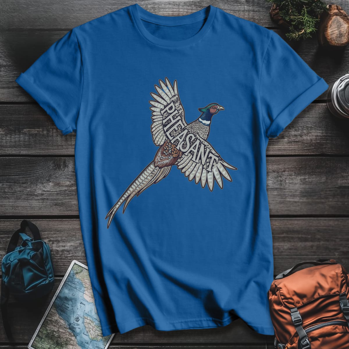 Flying Pheasant T-Shirt - Royal variant