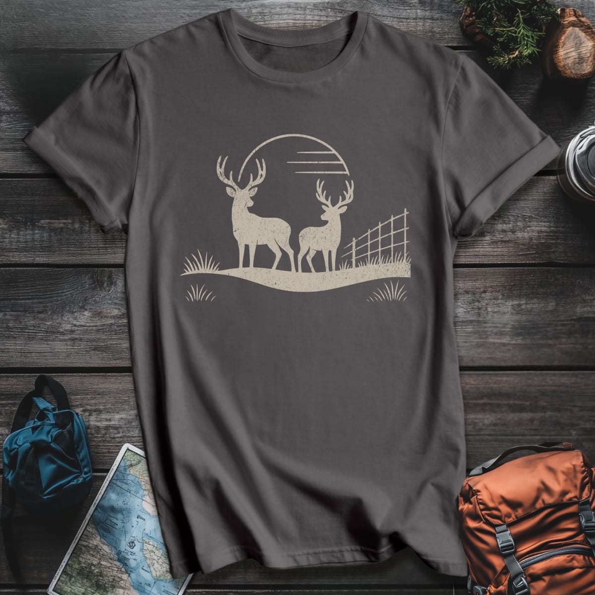 Sunset Bucks T-Shirt - Charcoal variant