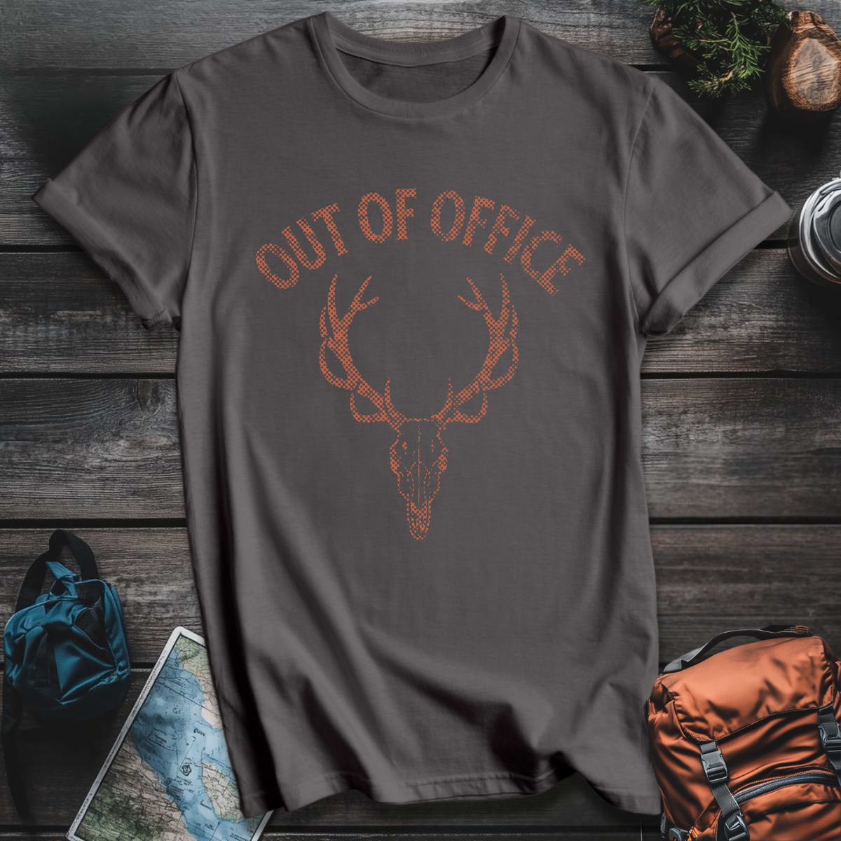 Out of Office Hunting T-Shirt - Charcoal variant