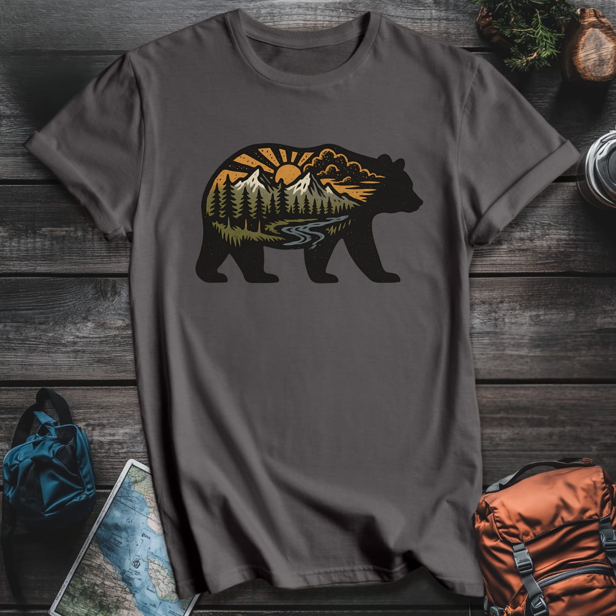 Sunset Bear T-Shirt - Charcoal variant