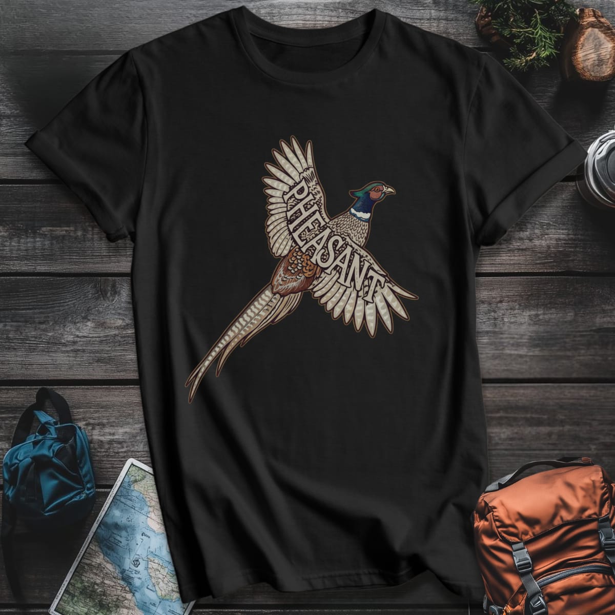 Flying Pheasant T-Shirt - Black variant