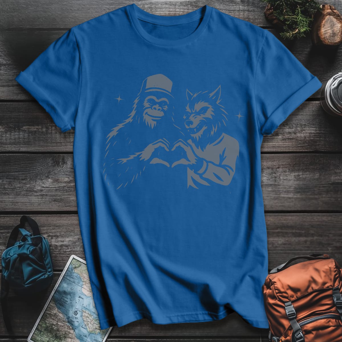 Bigfoot and Werewolf T-Shirt - Royal variant