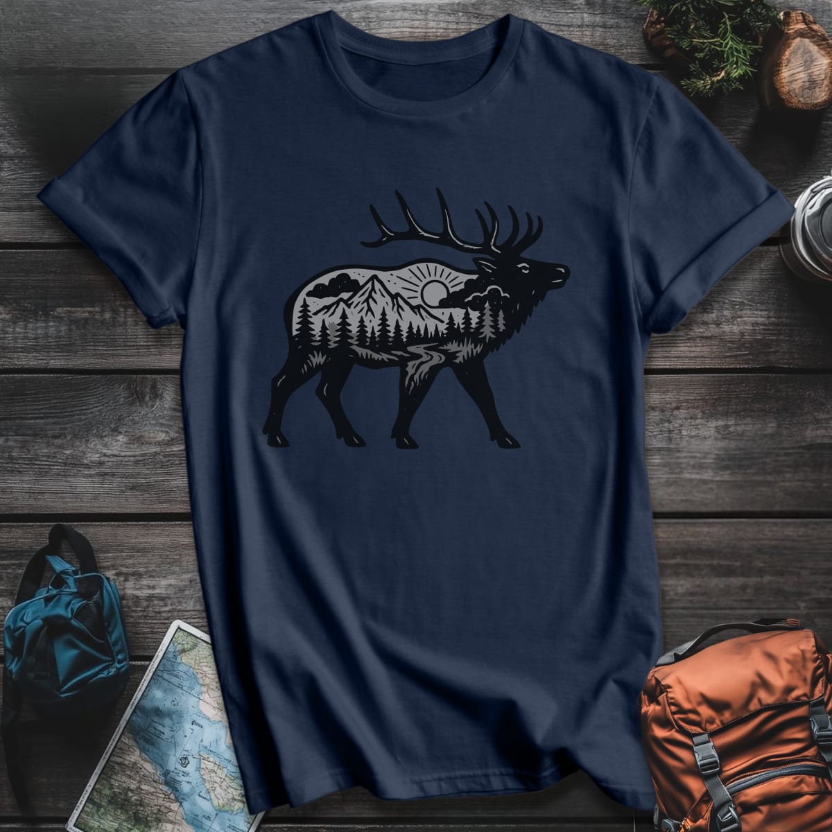 Sunset Elk T-Shirt - Navy variant