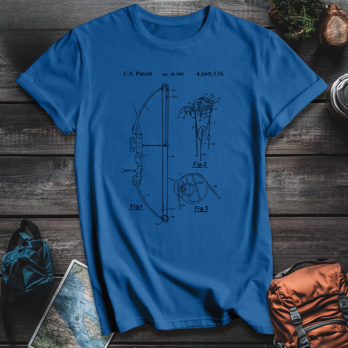 Compound Bow Patent T-Shirt - Royal variant
