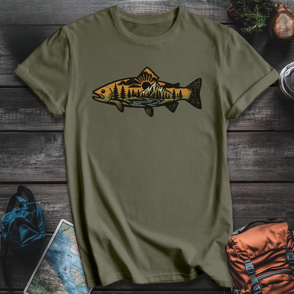 Backcountry Trout T-Shirt - Military Green variant