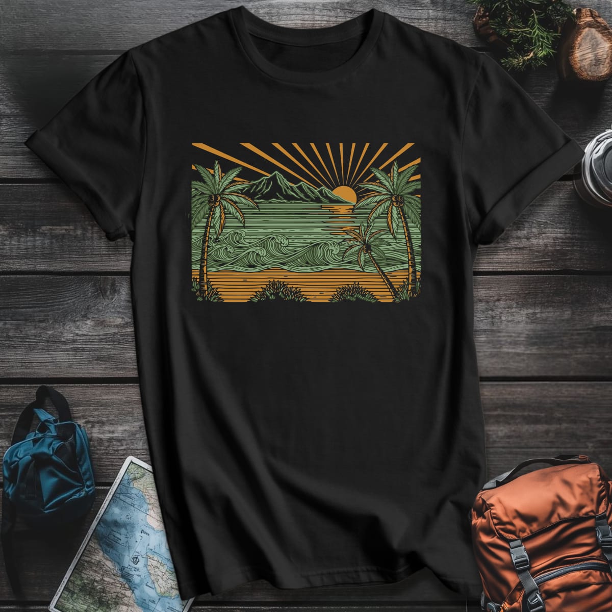 Mountain Surfscape T-Shirt - Black variant