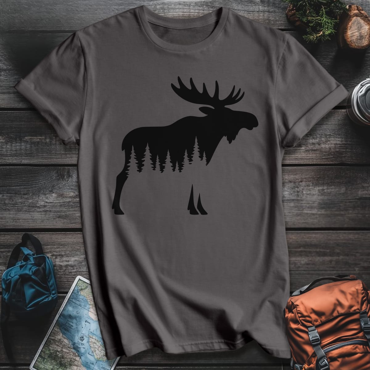 Moose Wilderness T-Shirt - Charcoal variant