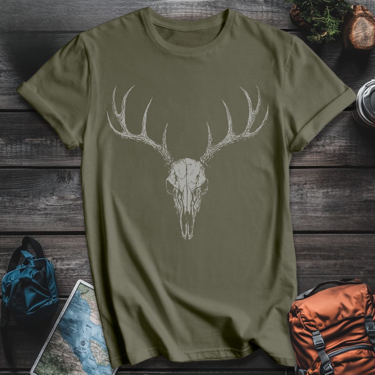 Skull Rack T-Shirt - Military Green variant