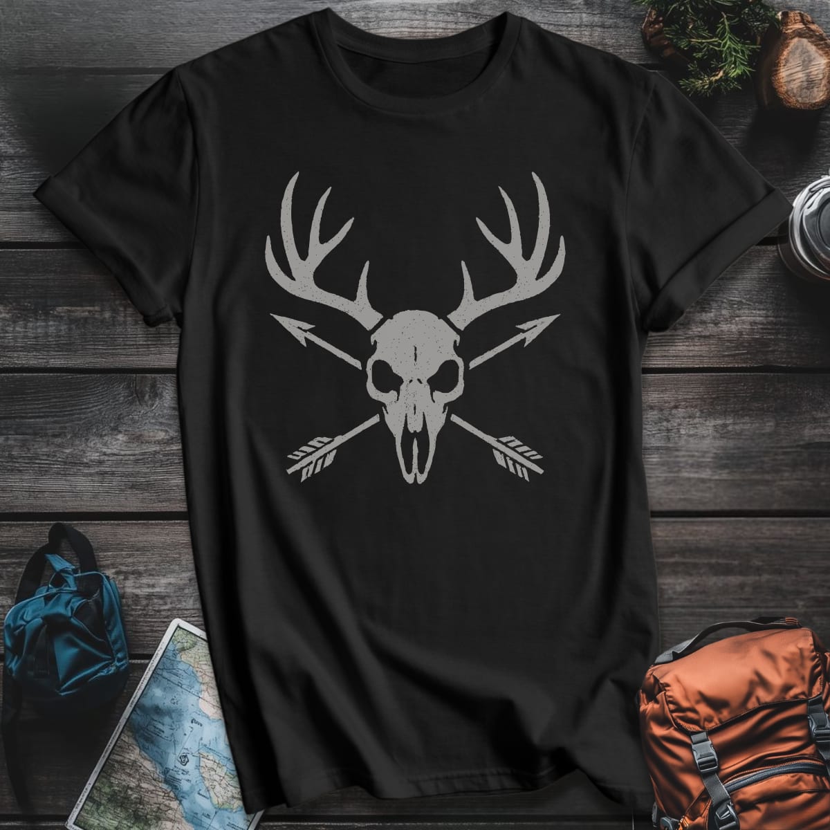 Skull & Antlers T-Shirt - Black variant
