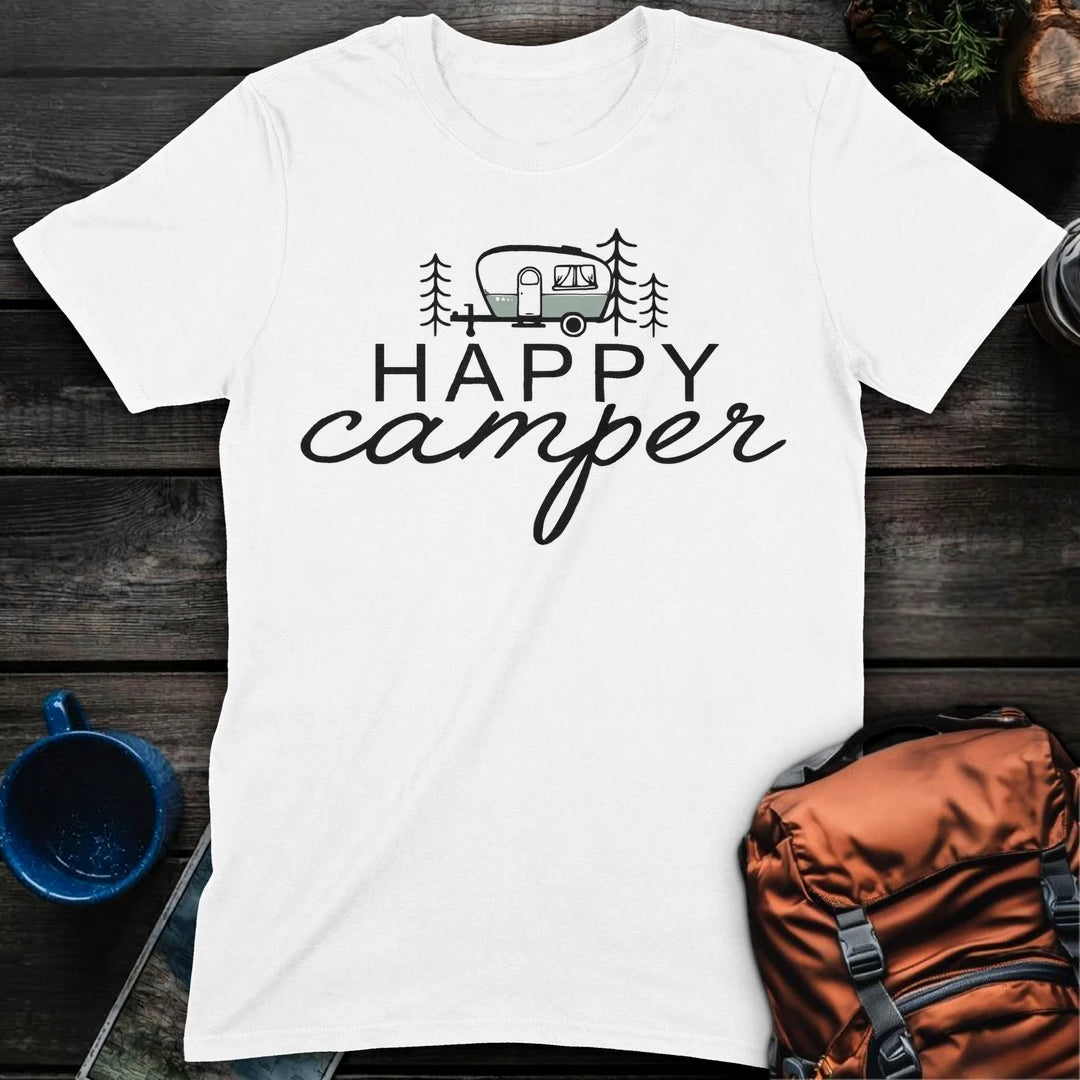 Happy Camper Green - White
