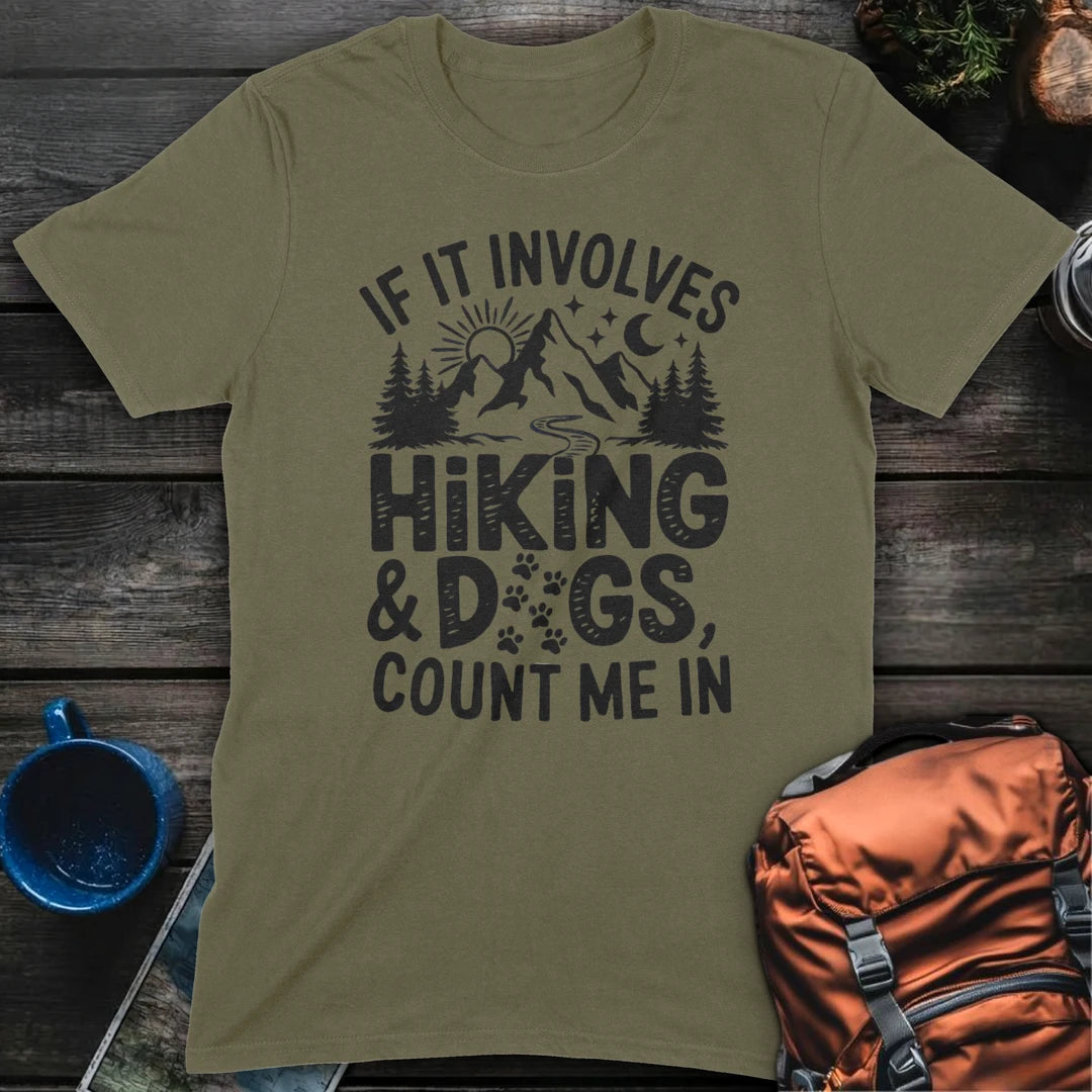 Hiking And Dogs White - Military Green