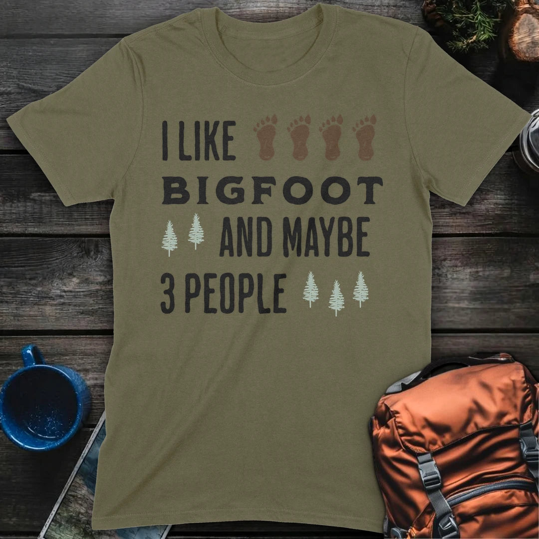 I Like Bigfoot and 3 People - Military Green