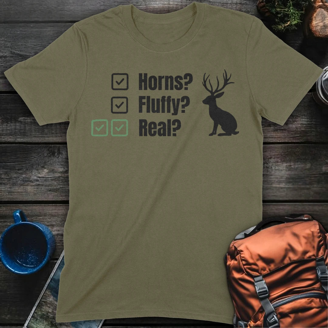 Jackalopes Exist White - Military Green