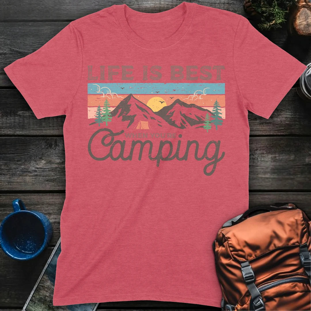 Life Is Best Camping - Heather Red