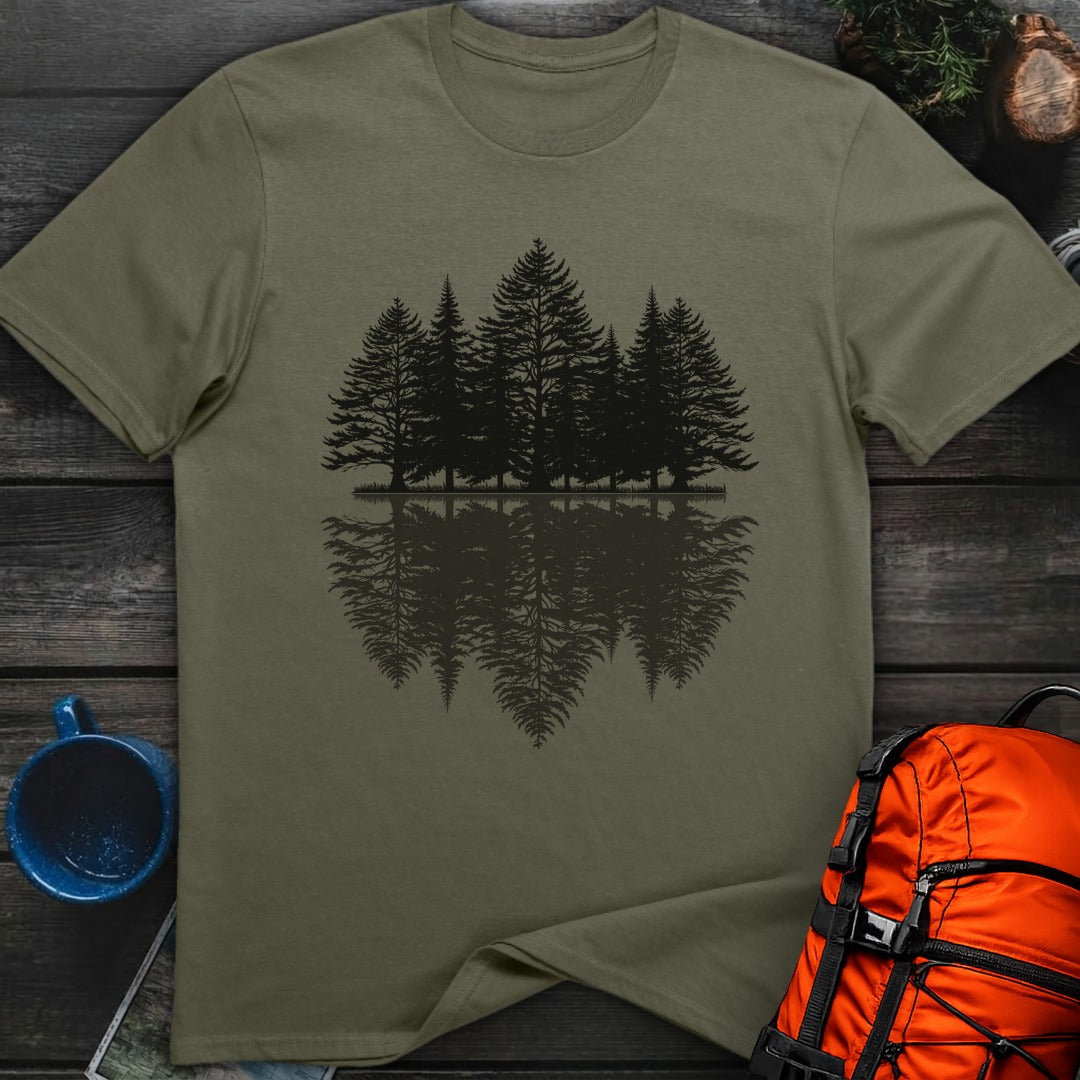 Pine Trees Reflection - Military Green