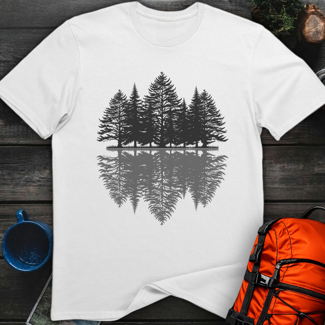 Pine Trees Reflection - White