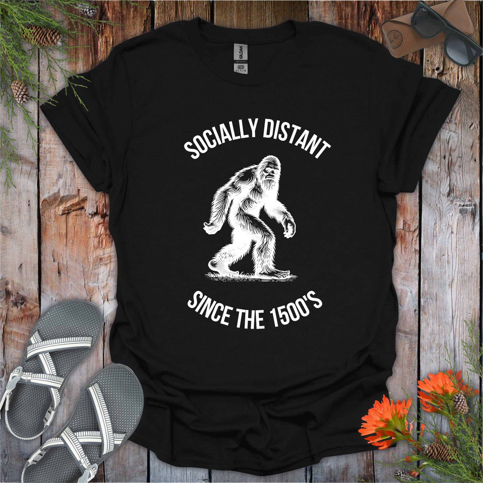 Printify T-Shirt Black / S Bigfoot Socially Distant Since the 1500s T-Shirt