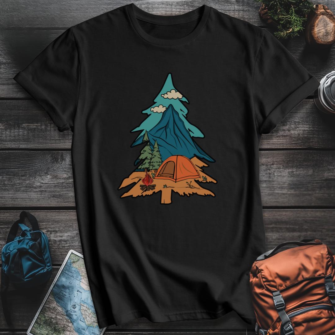 Printify T-Shirt Black / S Camping Pine T-Shirt