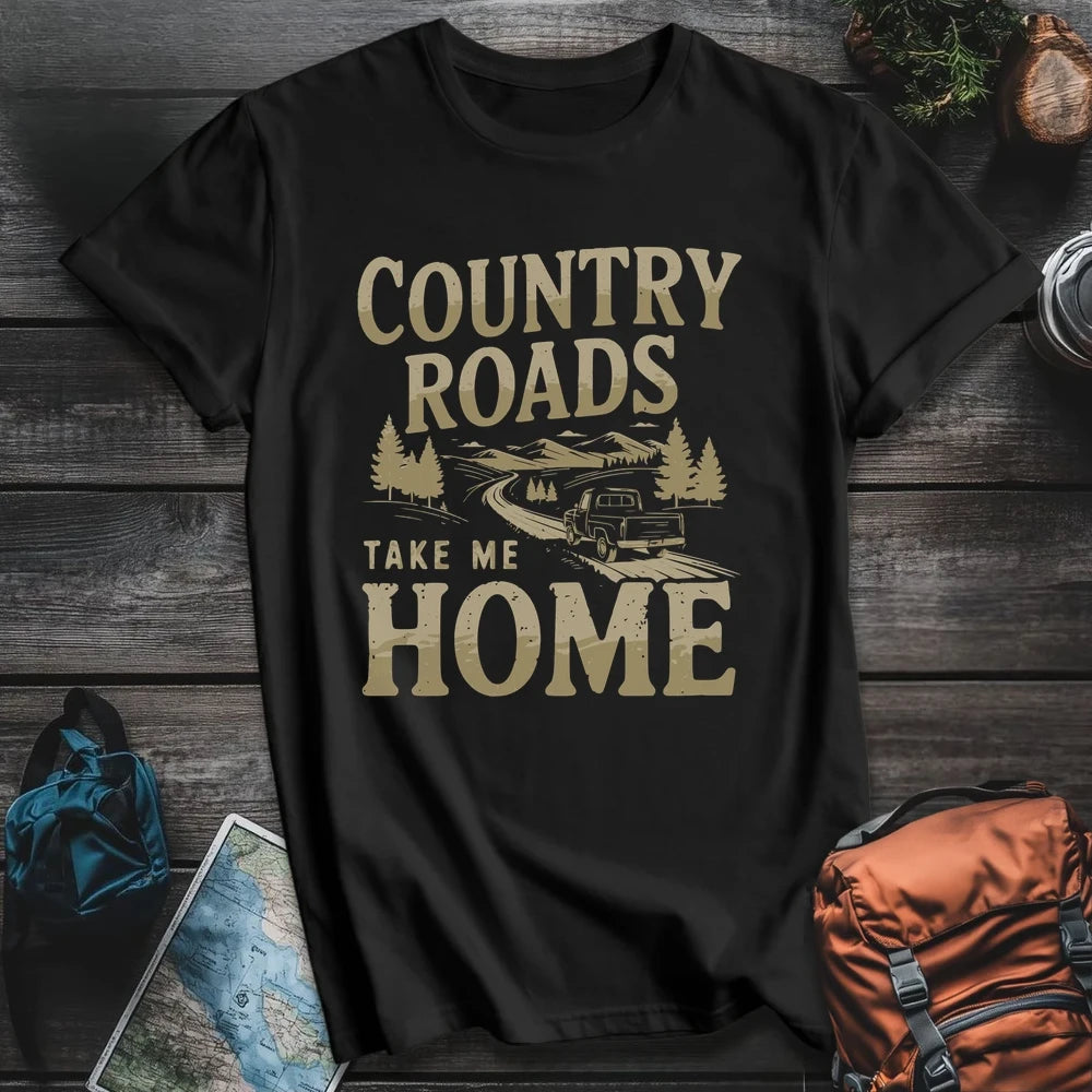 Printify T-Shirt Black / S Country Roads T-Shirt