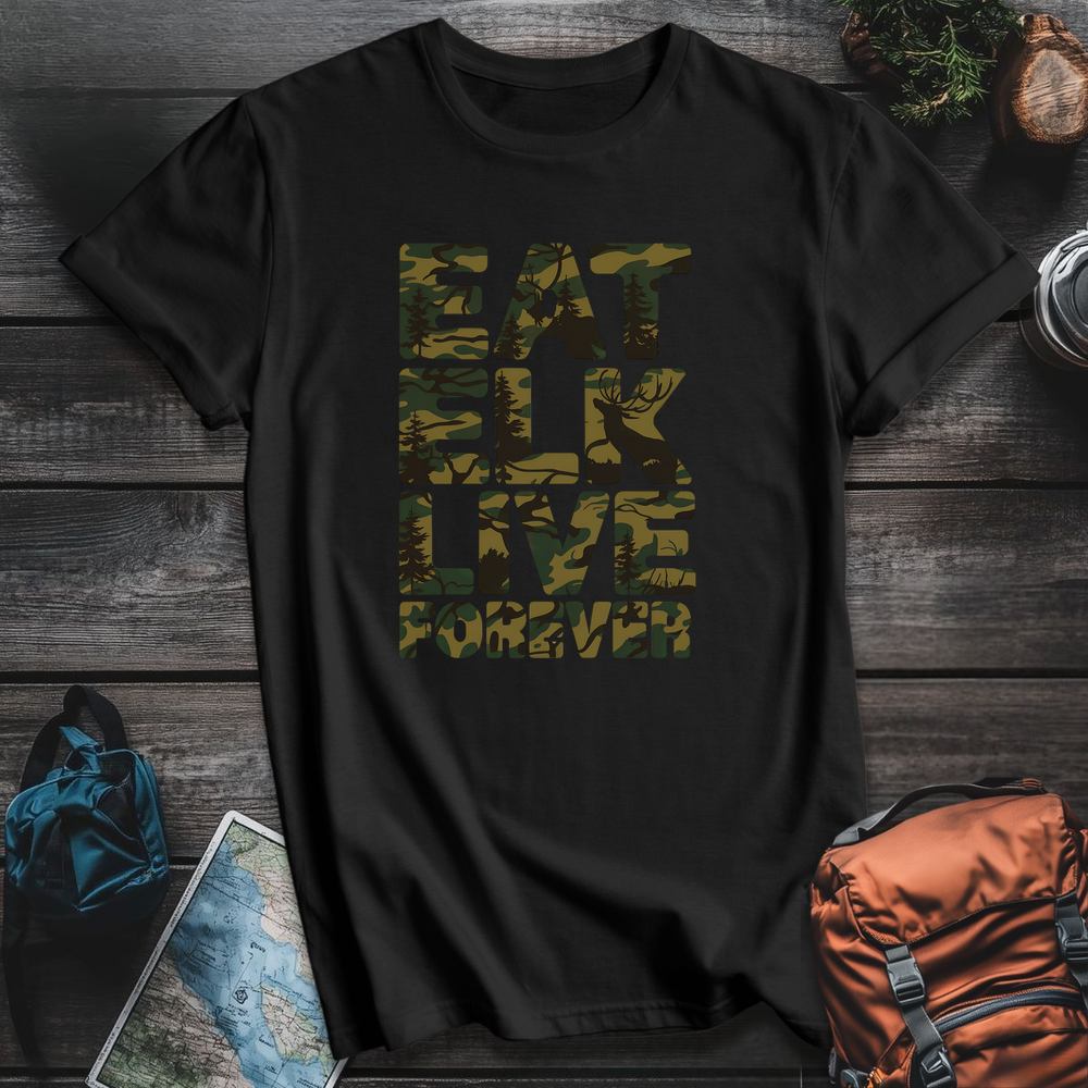 Printify T-Shirt Black / S Eat Elk T-Shirt
