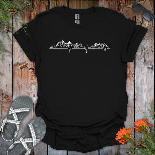 Printify T-Shirt Black / S Mountain Love EKG T-Shirt