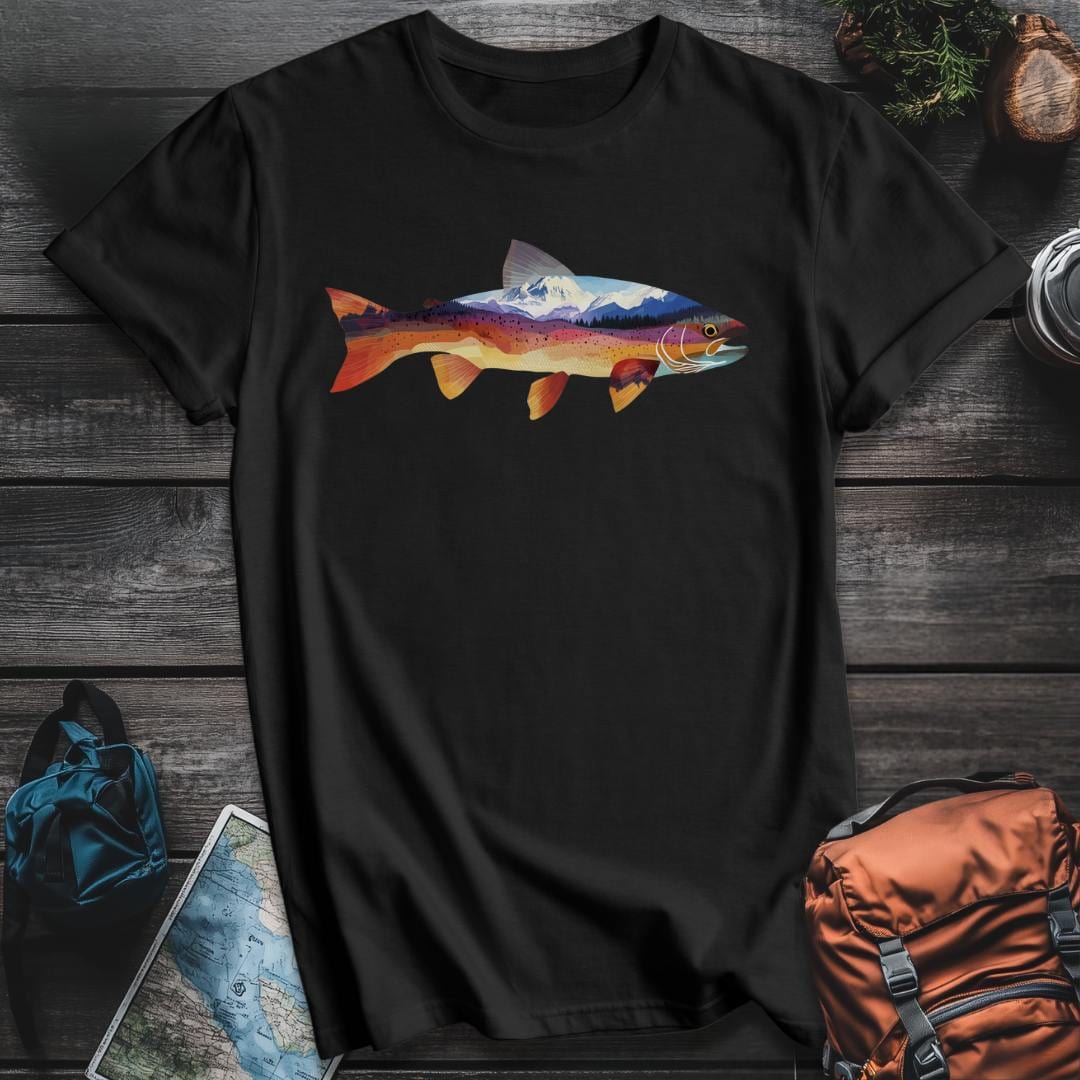 Printify T-Shirt Black / S Mountain Trout T-Shirt