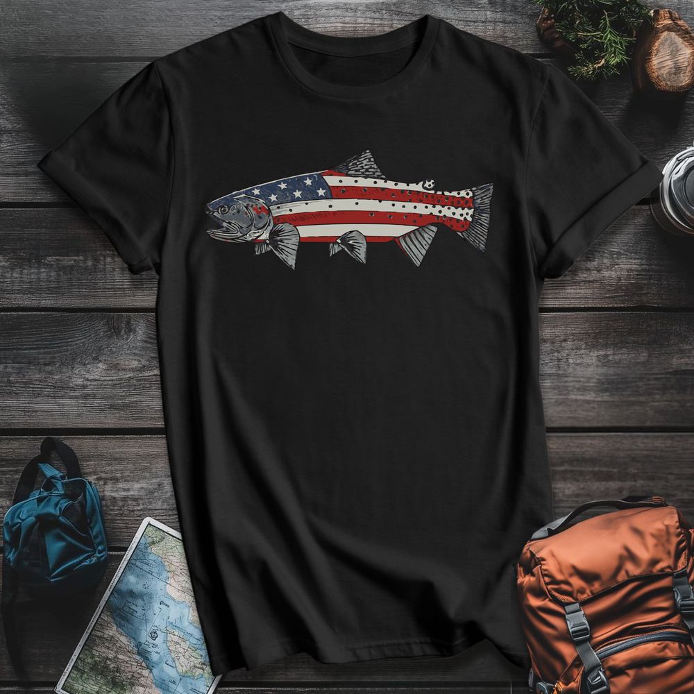 Printify T-Shirt Black / S Patriot Trout T-Shirt